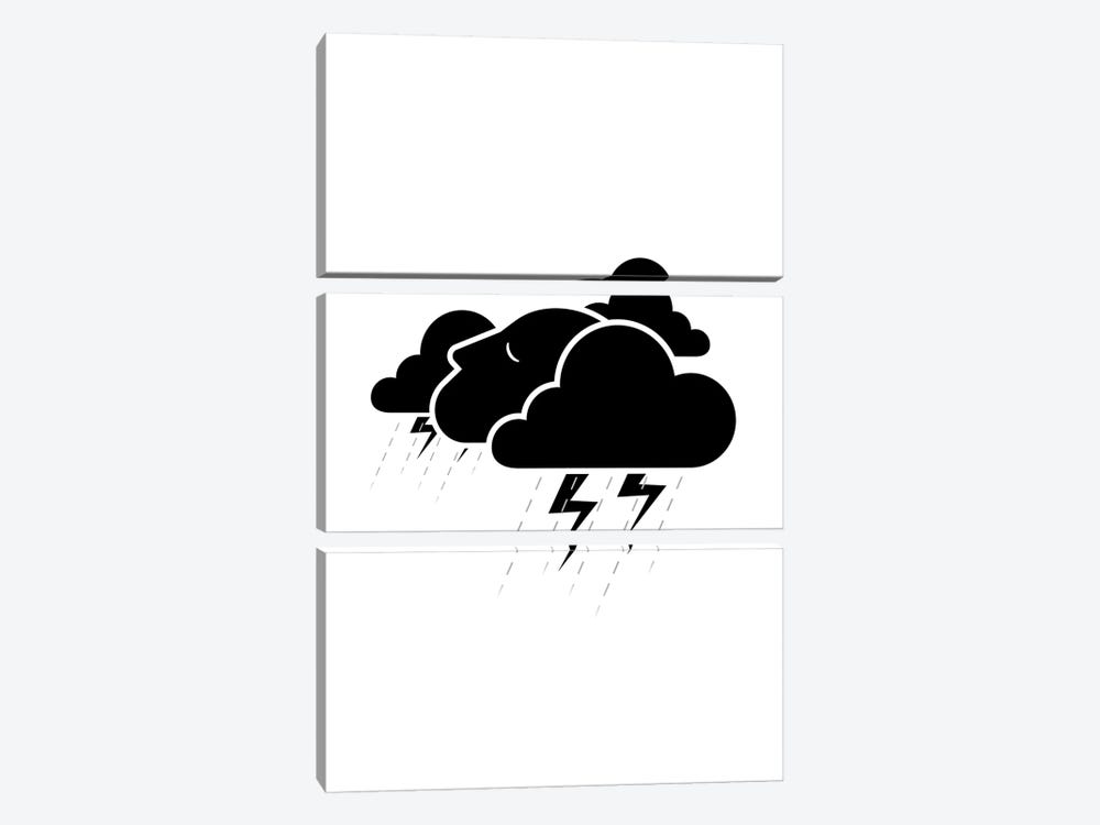Stormy Mind In Black And White by Viktor Hertz 3-piece Canvas Artwork