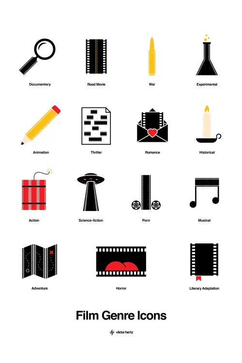 Film Genre Icons by Viktor Hertz wall art