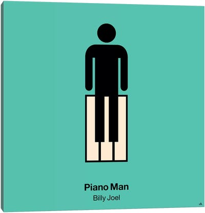 Piano Man Canvas Art Print - Song Lyrics Art