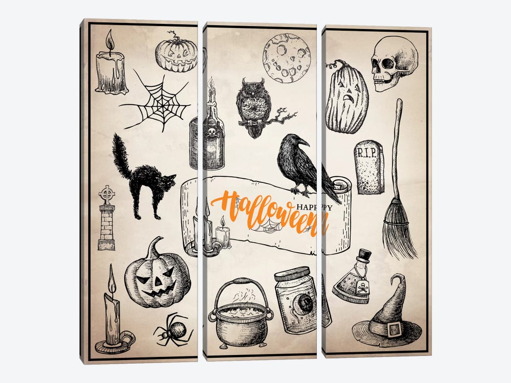 Halloween Trove by 5by5collective 3-piece Art Print