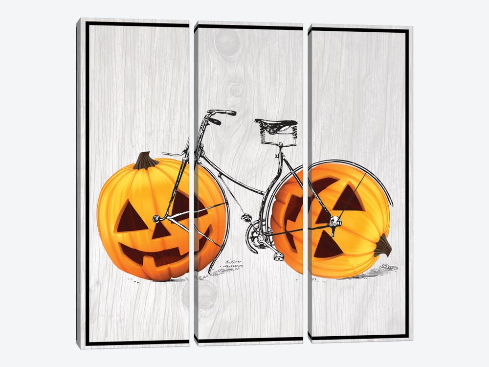 Pumpkin Bicycle by 5by5collective 3-piece Canvas Art Print