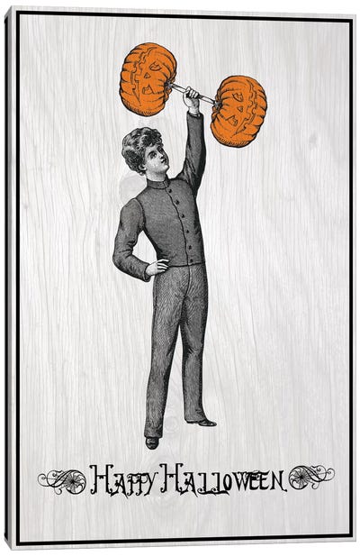 Pumpkin Strong Man Canvas Art Print - Victorian Halloween Illustrations