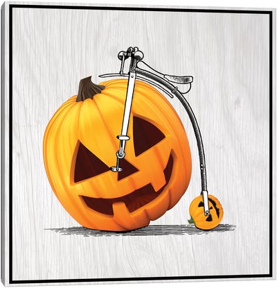 Pumpkin Penny Farthing Canvas Art Print - 5x5 Halloween Collections