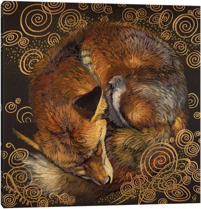 Sweet Dream Fox II Canvas Art Print - Sleeping & Napping Art