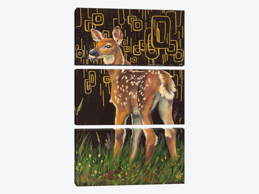 Deer In The Forest by Alona Vakhmistrova 3-piece Canvas Wall Art