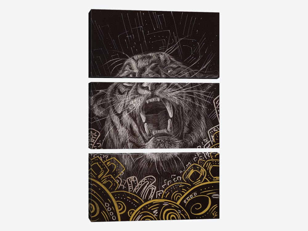 Tiger Strength by Alona Vakhmistrova 3-piece Canvas Print
