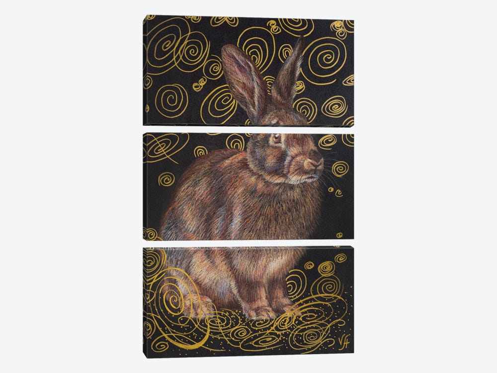 Brown Rabbit by Alona Vakhmistrova 3-piece Canvas Wall Art