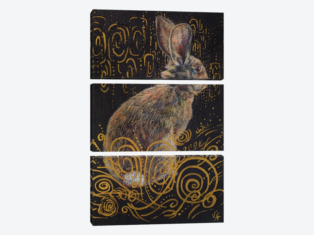 Observing Rabbit by Alona Vakhmistrova 3-piece Canvas Wall Art