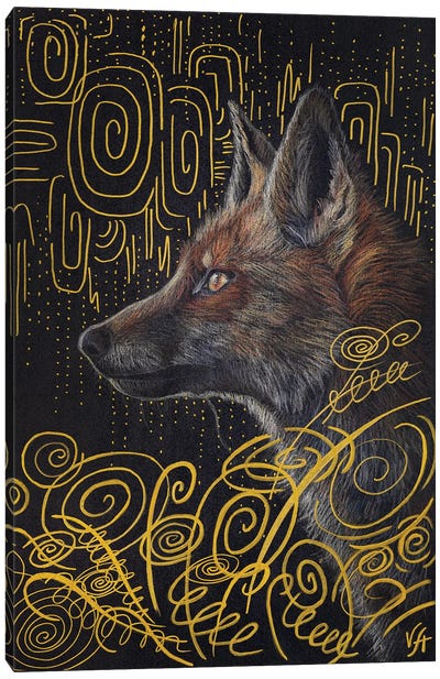 Fox In The Grass (Colour) Canvas Art Print - Alona Vakhmistrova