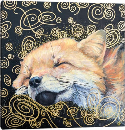 Sweet Dream Fox III Canvas Art Print - Sleeping & Napping Art