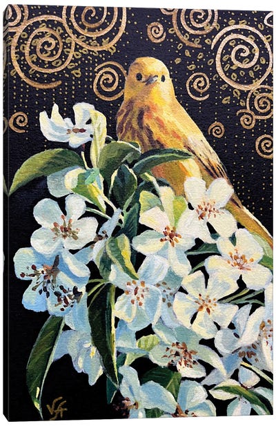 American Yellow Warbler Canvas Art Print - Alona Vakhmistrova