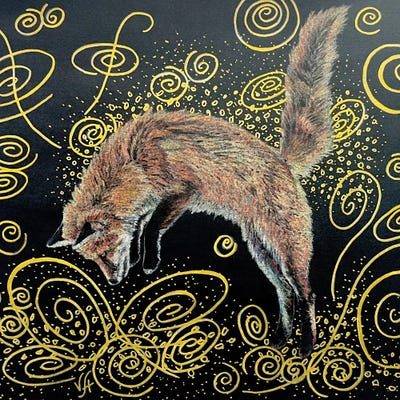 Fox Jump by Alona Vakhmistrova framed wall art