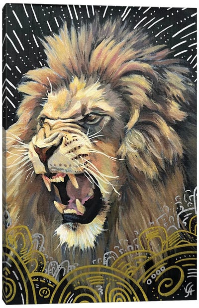 The Power Of A Lion Canvas Art Print - Alona Vakhmistrova