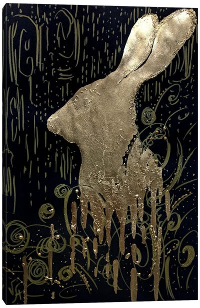 Gold Rabbit Canvas Art Print - Tan Art