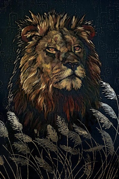 Lion In Savannah by Alona Vakhmistrova framed wall art