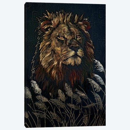 Lion In Savannah Canvas Print #VHM60} by Alona Vakhmistrova Art Print