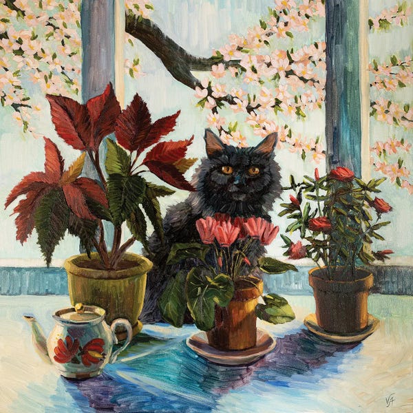A Purr-fect Day: Spring Flowering by Alona Vakhmistrova