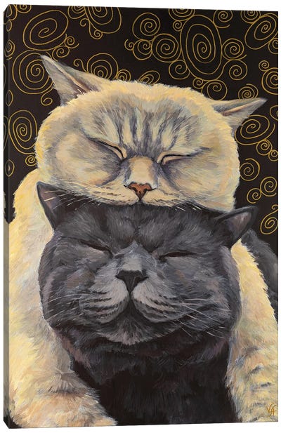Cat Love Canvas Art Print - Alona Vakhmistrova
