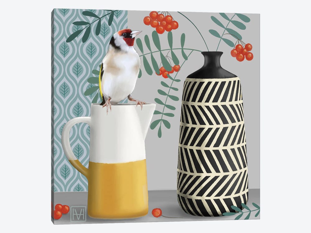 Goldfinch And Rowan Berries by Vicki Hunt 1-piece Canvas Wall Art
