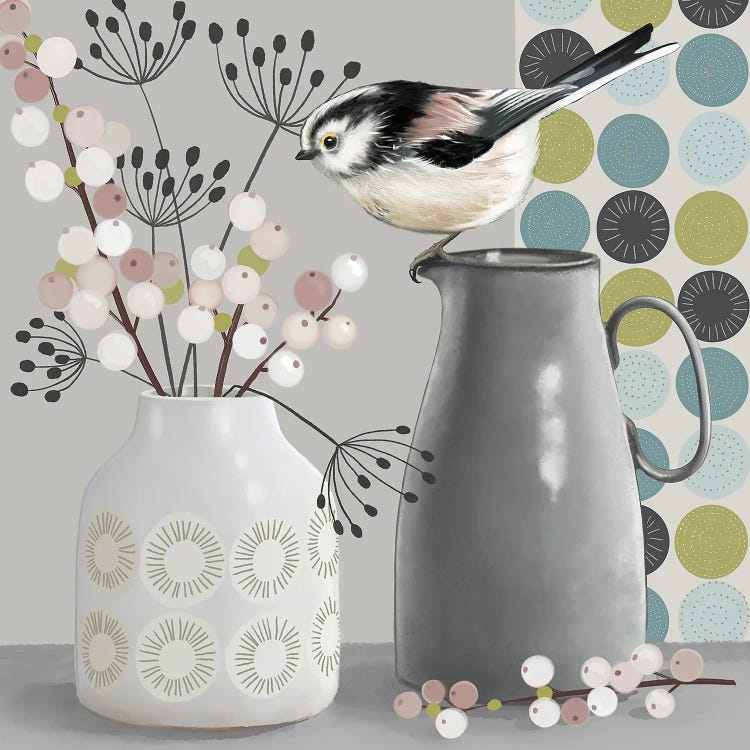 Long Tailed Tit And Snow Berries by Vicki Hunt wall art