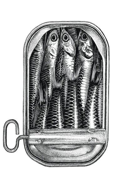 Large Black & White Art - Canvas Prints: Sardines Ink by Vicki Hunt