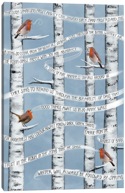 Winter Robins Canvas Art Print - Aspen Tree Art