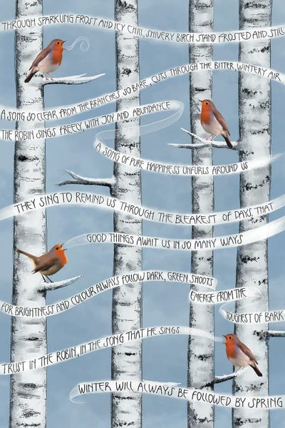 Aspen Trees: Winter Robins by Vicki Hunt