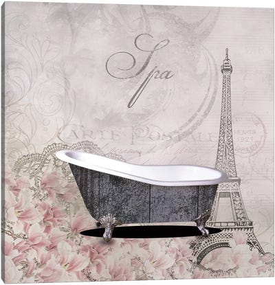 Floral Bath I Canvas Art Print - Paris Typography