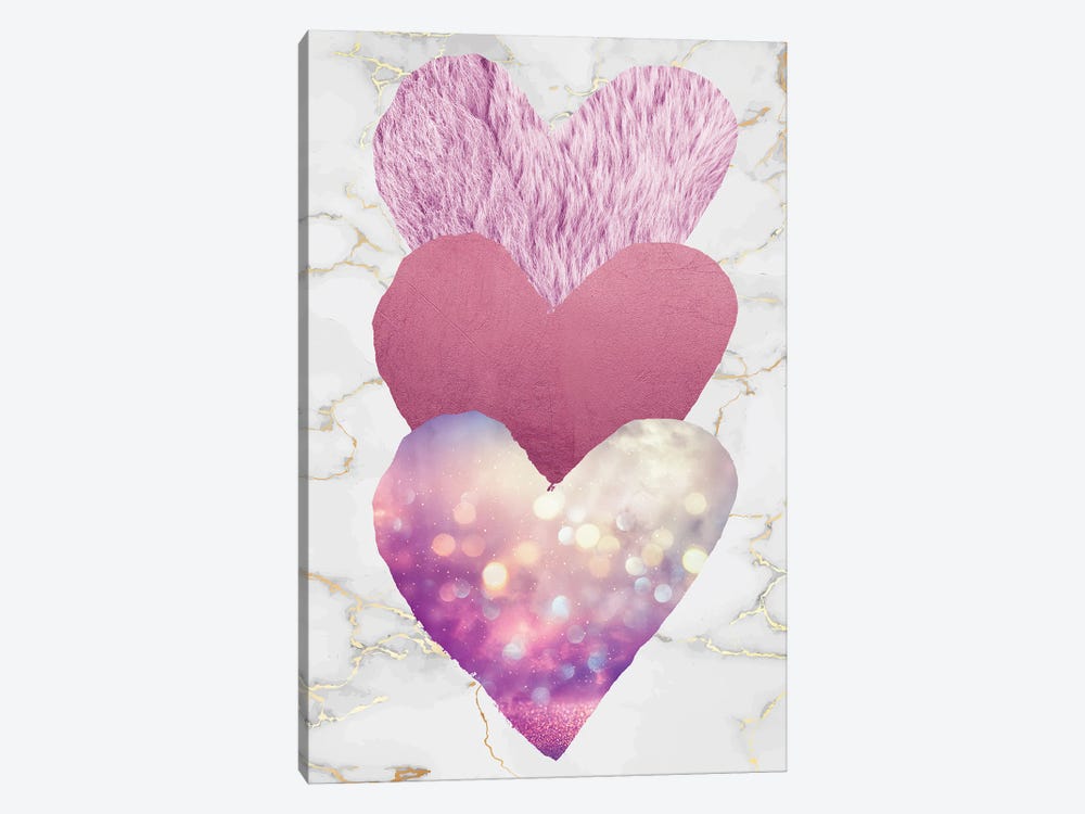 Triple Heart Pink by Victoria Brown 1-piece Canvas Wall Art