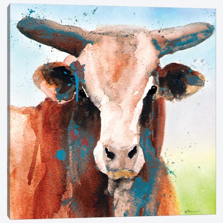 Bull Blue Canvas Print #VIB34} by Victoria Brown Canvas Art Print