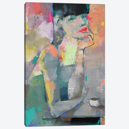 She just loves coffee Canvas Print #VIK54} by Viktor Sheleg Canvas Art