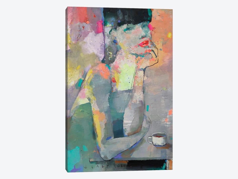 She just loves coffee by Viktor Sheleg 1-piece Canvas Art