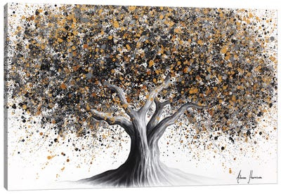 Diamond High Tree Canvas Art Print - Black, White & Gold Art