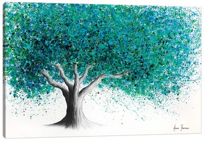 Turquoise Summer Tree Canvas Art Print - Hyper-Realistic & Detailed Drawings