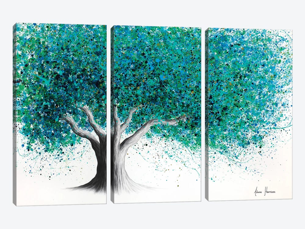 Turquoise Summer Tree by Ashvin Harrison 3-piece Canvas Art Print