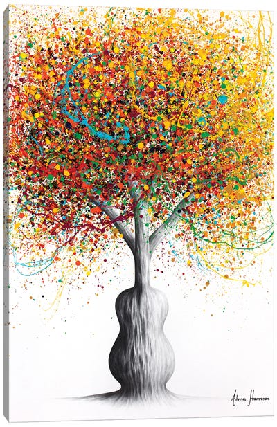 Rainbow Guitar Tree Canvas Art Print - Guitar Art