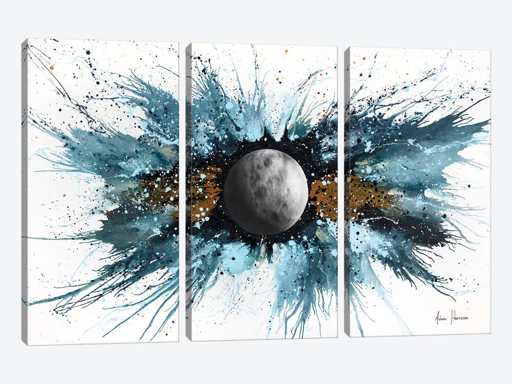 Abstract Universe - Silent Moon by Ashvin Harrison 3-piece Canvas Artwork