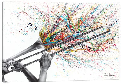 Trombone Solo Canvas Art Print - Hyper-Realistic & Detailed Drawings