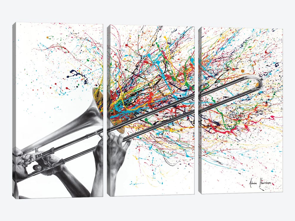 Trombone Solo by Ashvin Harrison 3-piece Canvas Art Print