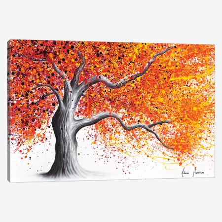 Orange and Yellow Trees By The Riverside 40 in x 30 in Framed Painting  Canvas Art Print, by Designart