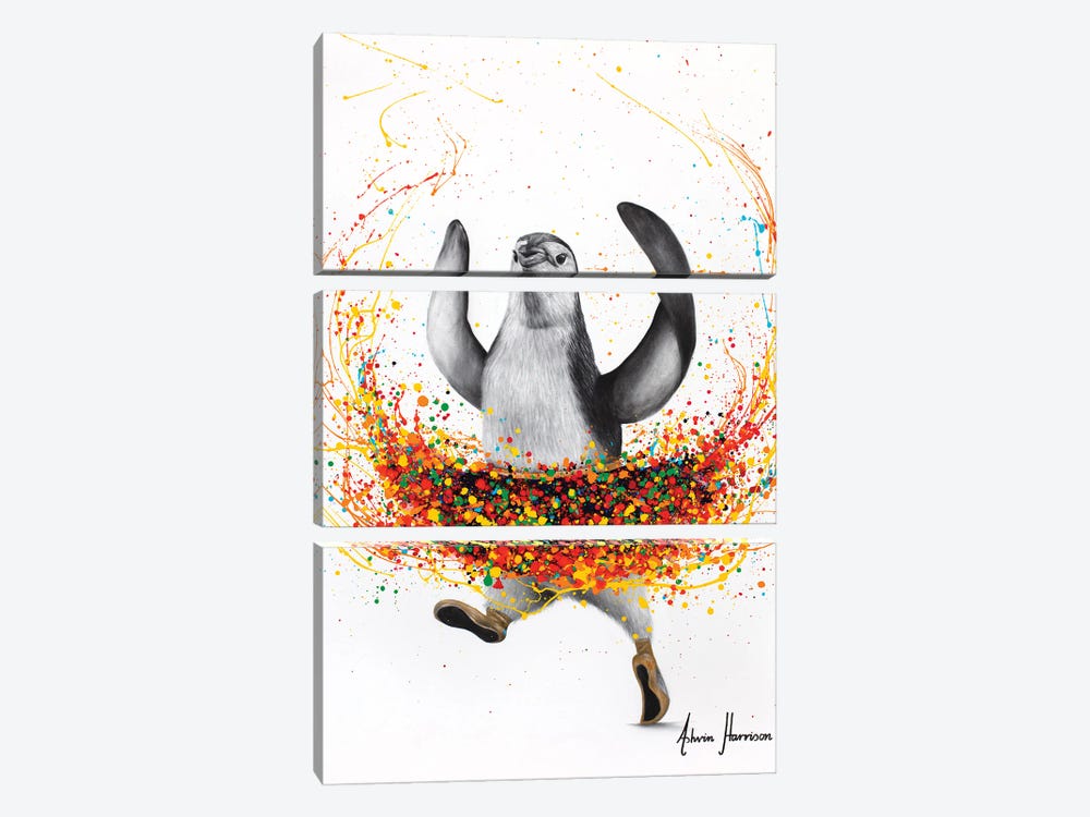 Penguin Ballet by Ashvin Harrison 3-piece Canvas Wall Art