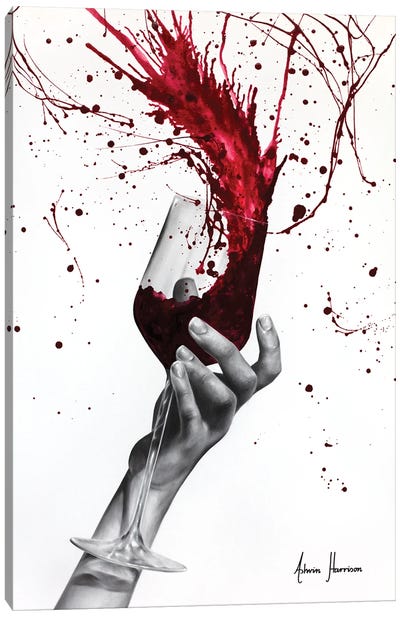 Deep Red Swirl Canvas Art Print - Winery/Tavern