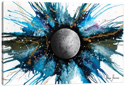 Abstract Universe - A Distant Moon Canvas Art Print - Galaxy Art