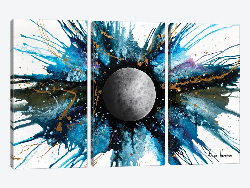 Abstract Universe - A Distant Moon by Ashvin Harrison 3-piece Canvas Art Print