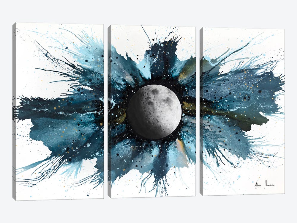 Abstract Universe - Moon Illusion by Ashvin Harrison 3-piece Canvas Artwork