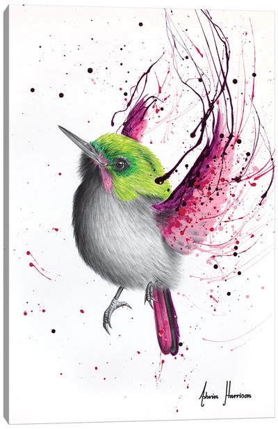 Happy Flappy Canvas Art Print - Hummingbird Art