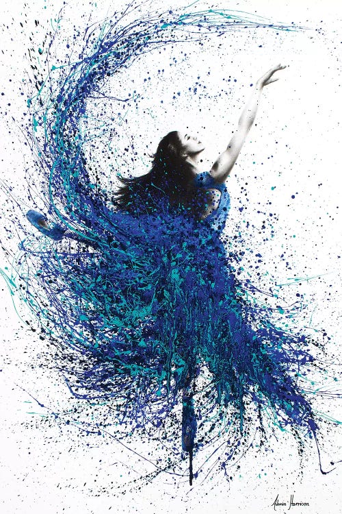 Teal Wave Dance by Ashvin Harrison wall art