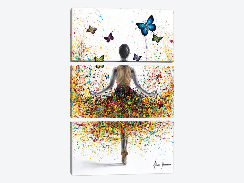 Rainbow Butterfly Ballerina by Ashvin Harrison 3-piece Canvas Art