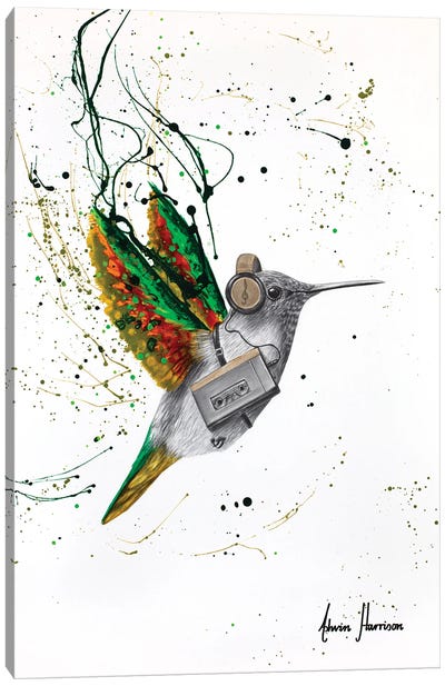 Hummingbird Beats Canvas Art Print - Cassette Tapes