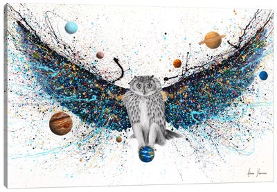 Space Owl Canvas Art Print - Solar System Art